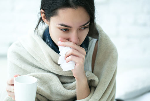 woman with flu