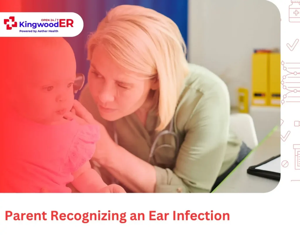 Parent comforting a child with ear infection symptoms